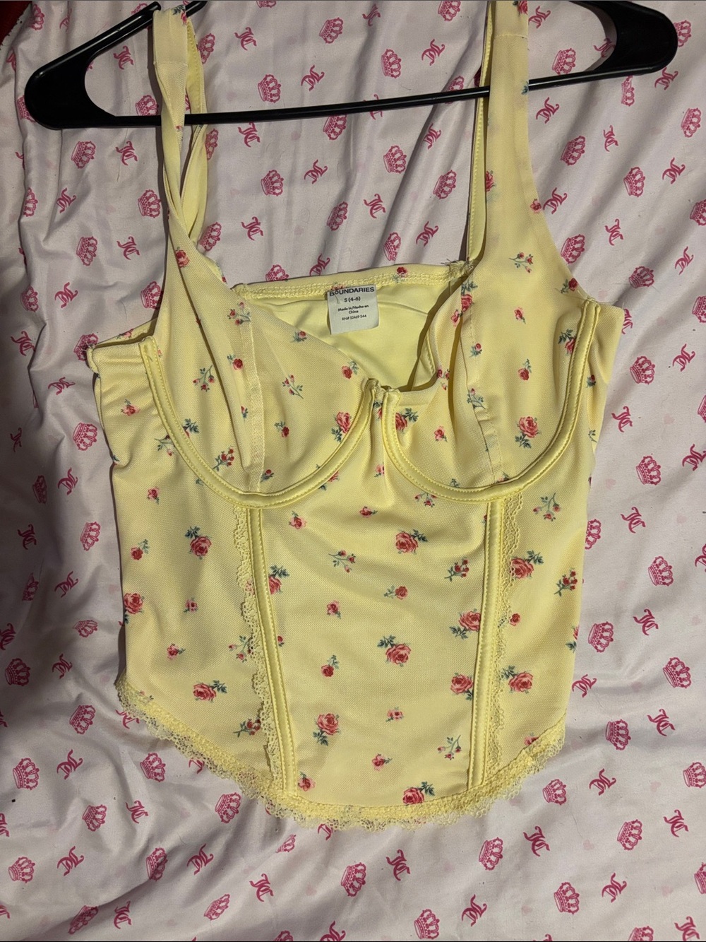 Yellow Floral Bustier Crop Top -